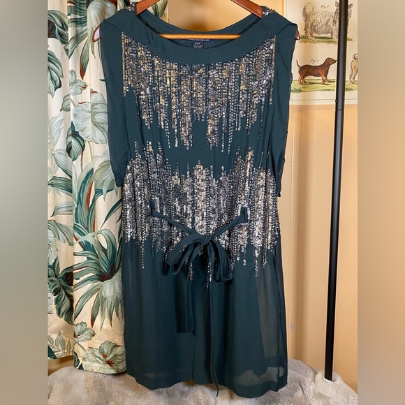 French Connection Green Sequin Mini Dress - Picture 1 of 11